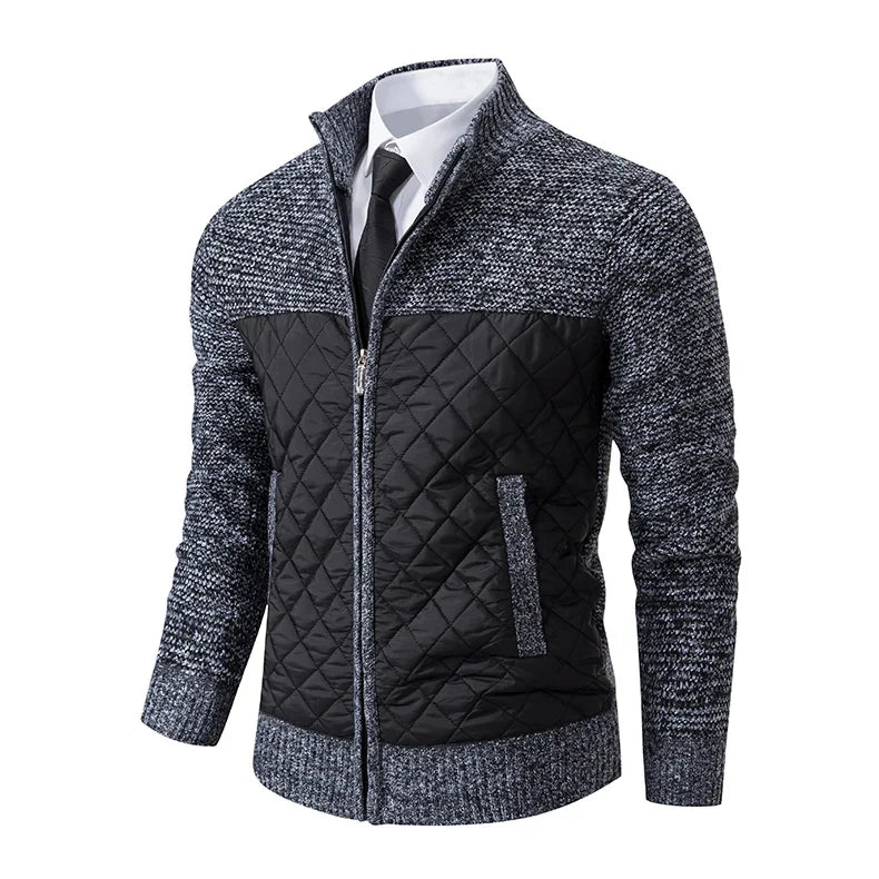 Autumn Winter Sweater Men's Loose Cardigan New Cold High Neck Jumpers Patchworked Windbreaker Casual Jackets