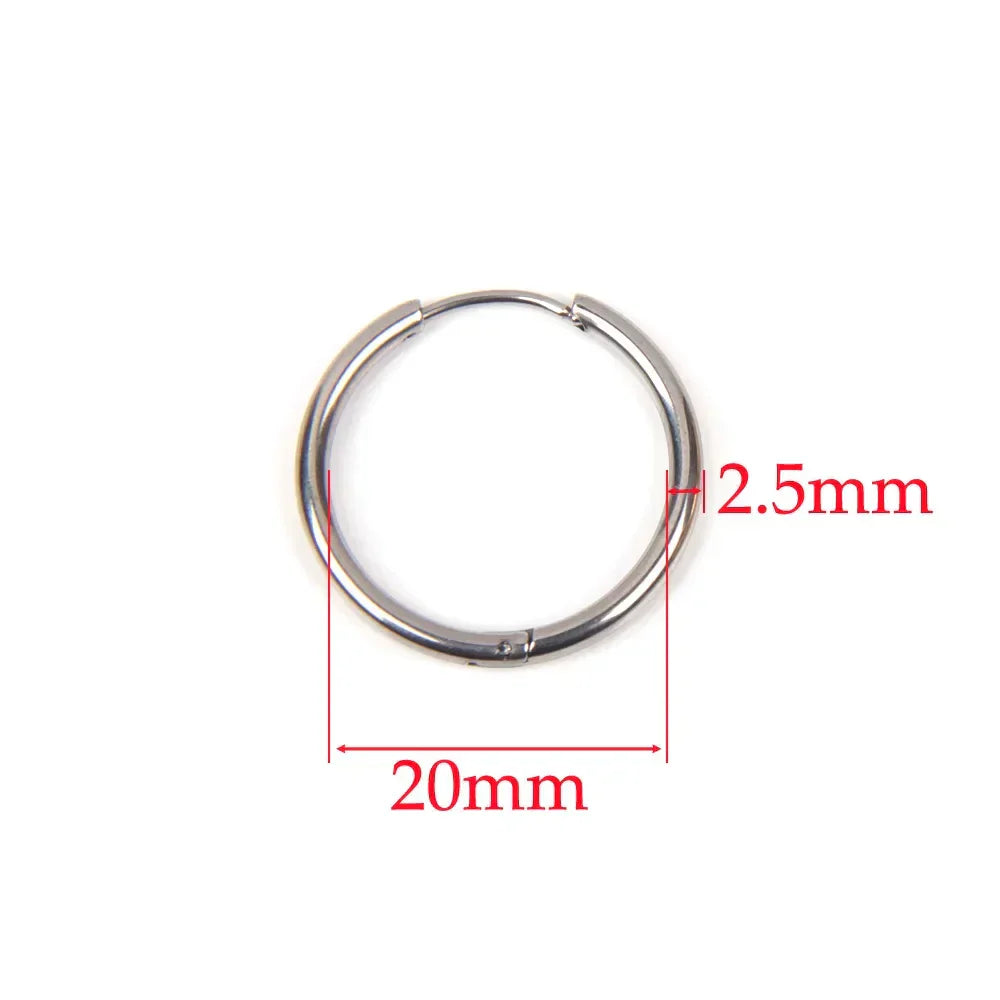 10pcs 316L Stainless Steel Hoop Earrings Women Men Punk Hiphop Circular Ear Buckle Ring Jewelry Gold Color Accessories Wholesale