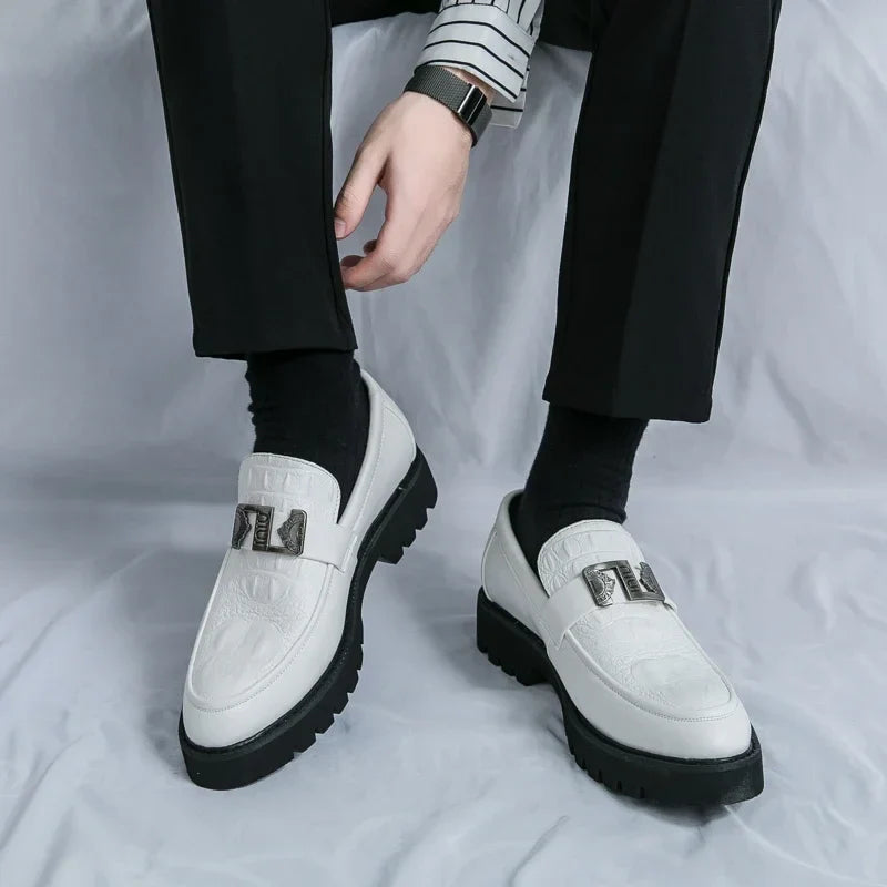 Mens Loafers Party Business Thick Soled Men Leather Shoes Dress Platform Shoes Comfortable Fashion New Casual Shoes for Men