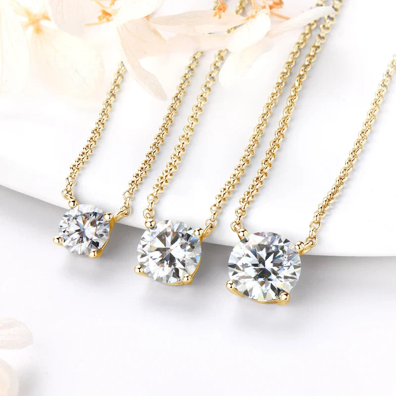 1CT 2CT 3CT Certified Moissanite Pendant Necklace For Women S925 Sterling Silver Solitaire Drop Necklaces Jewelry Gift