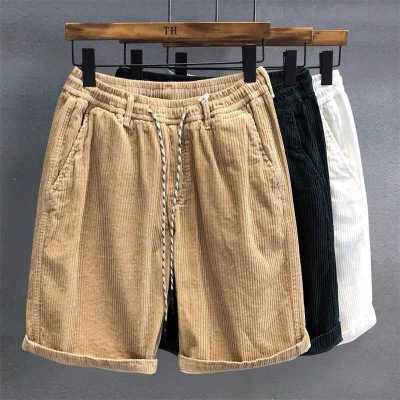 2026 Summer Casual Corduroy Y2K Shorts For Men American Retro Loose Straight Short Pants High Street Fashion Gym Bermudas