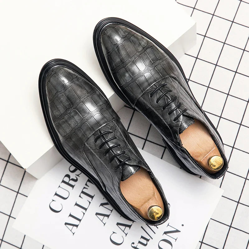 Men's Pointed Oxford Dress Shoes Leather Casual Office Wedding Shoes Gentleman Luxury High Quality 2026 Fashion