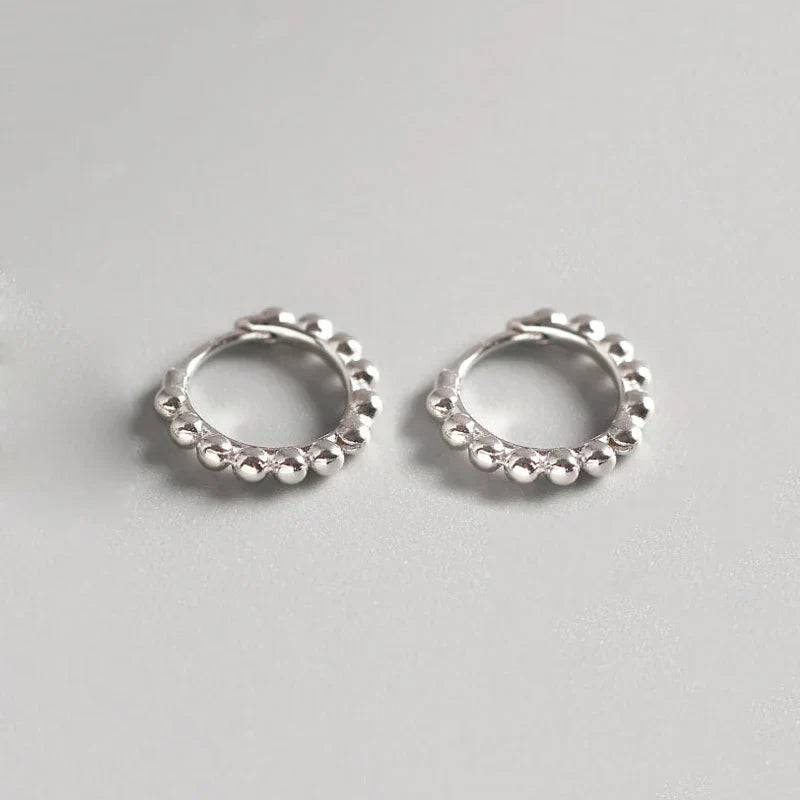 925 Sterling Silver Simple Fashion Glossy Beads Gold Huggies Hoop Earrings for Women Gothic Piercing Jewelry Accessories
