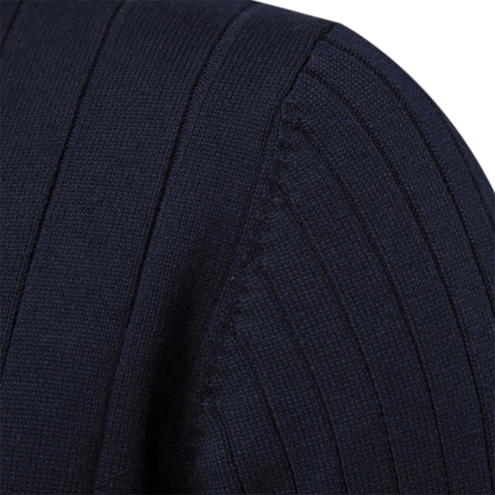 2024 Autumn Quarter Zipper Mock Neck Pullover Sweaters for Men Quality Warm Winter Cotton Knitted Men's Sweaters