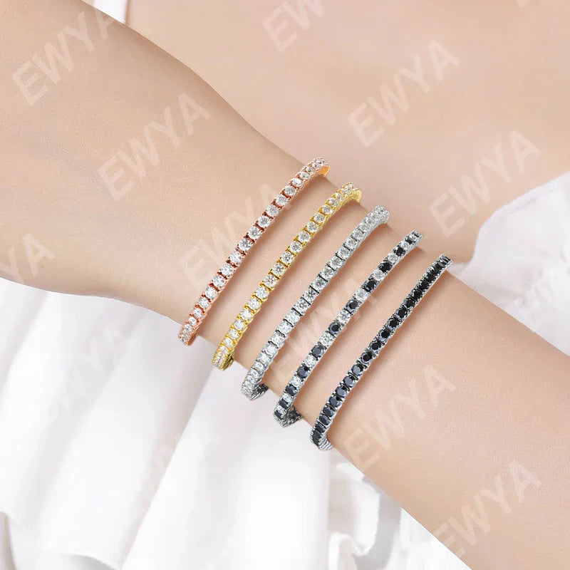 Real D Color Full 2/2.5/3/4/5/6.5mm Moissanite Tennis Bracelet For Women S925 Plated 18K Rose Gold Diamond Link Bracelets