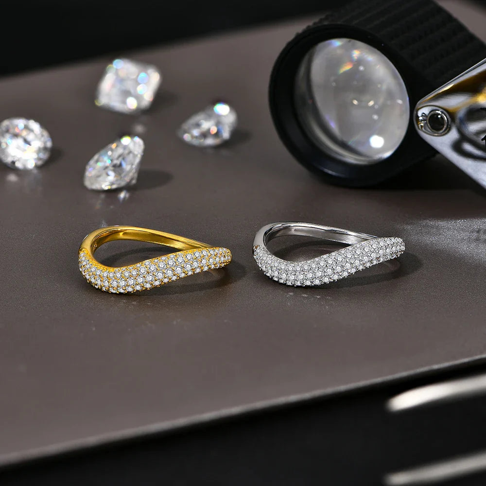 Fashion S925 Sterling Silver Engagement Classic Moissanite Diamond Ring for Women Men Real Jewelry With Certificate