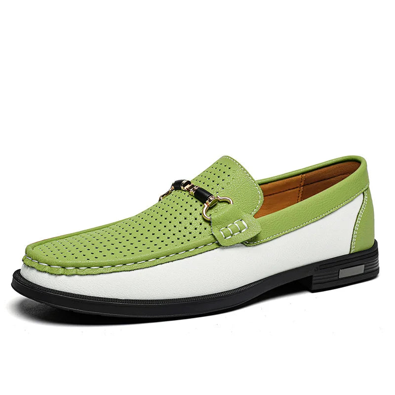Trendy High Quality Genuine Leather Shoes for Men Summer Breathable Men's Casual Loafers Plus Size 47 Slip-on Driving Shoes Man