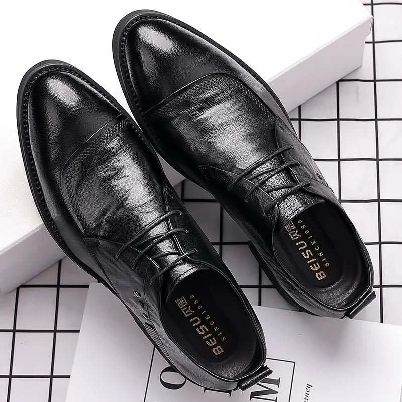 Men’s Genuine Leather Dress Shoes – Black/Brown, Formal Lace-Up, EU 40–48