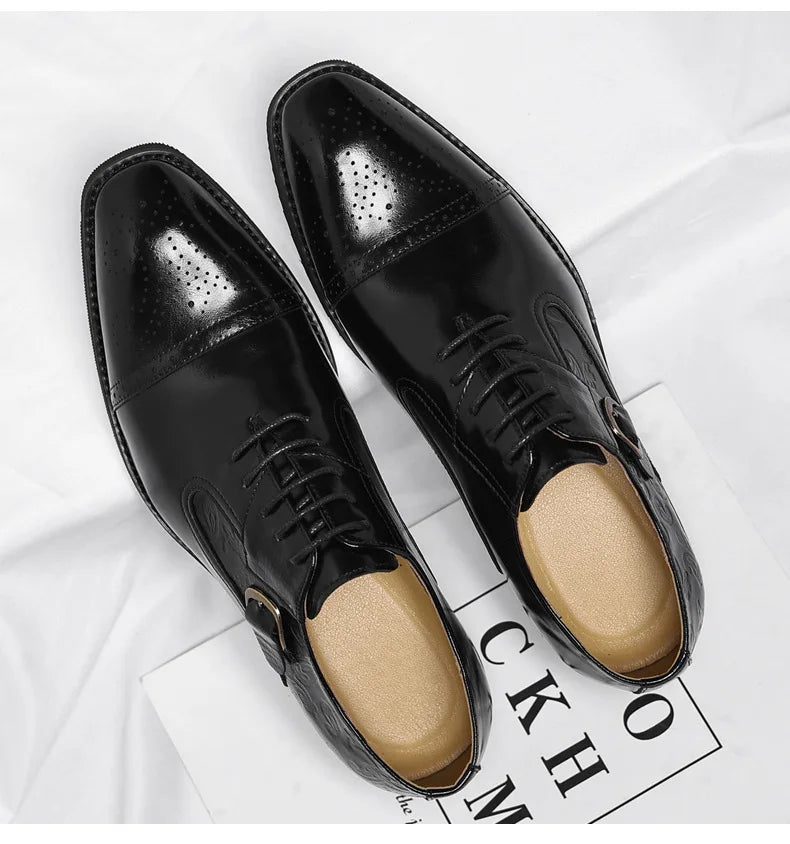Men's Big Size Leather Shoes Spring Autumn Formal Business Office Wedding Dress Shoes for Man New Designer Business Shoe Man