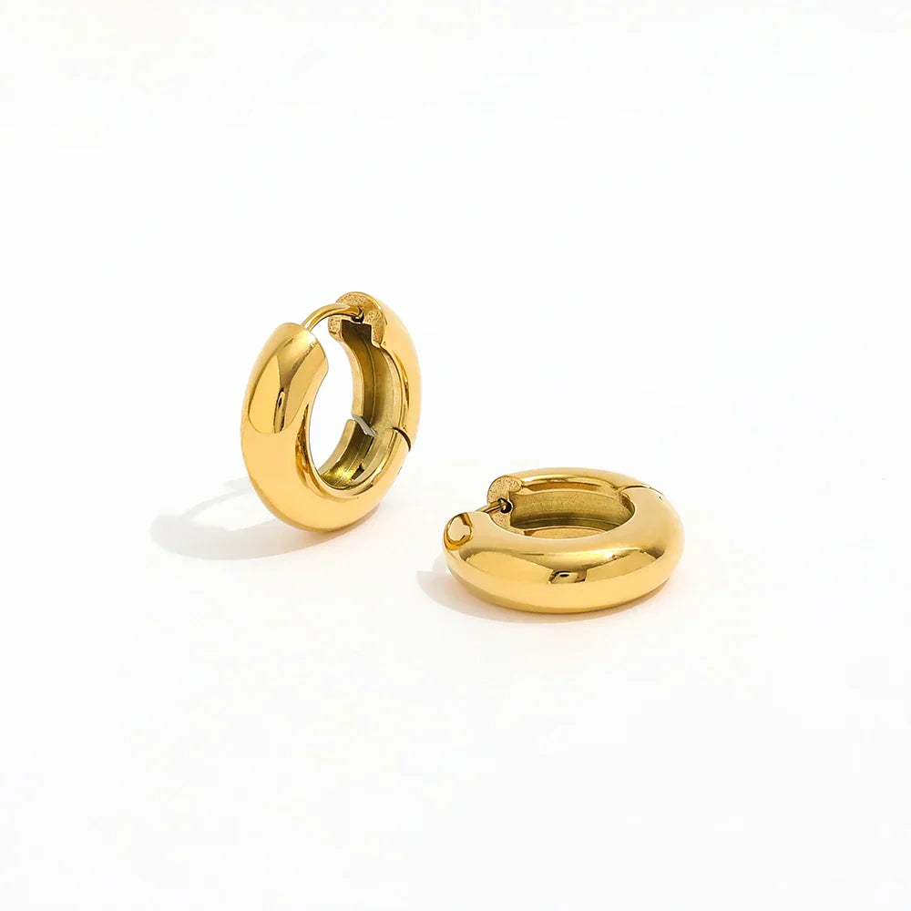 Jewelry Waterproof & Tarnish Free Minimalist PVD New Small Circle Huggie Stainless Steel Earring for Women
