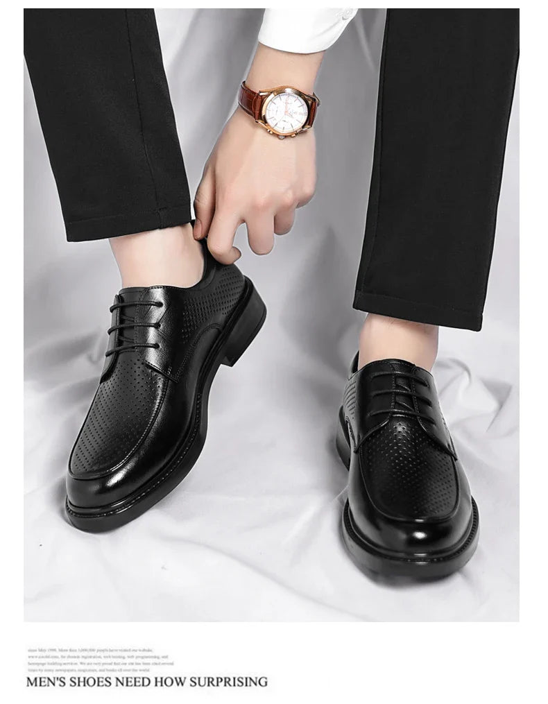 Big Size Elevator Shoes Men Leather Shoes Height Increasing Shoes For Man Increase Insole 6-8CM Invisible Heightening Lift Shoes