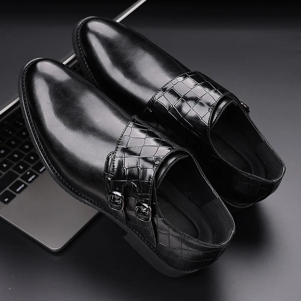 Big Size Solid Color Wedding Shoes for Men Solid Color Buckle Designer Leather Shoes Man Spring Autumn Fashion Dress Shoes Man