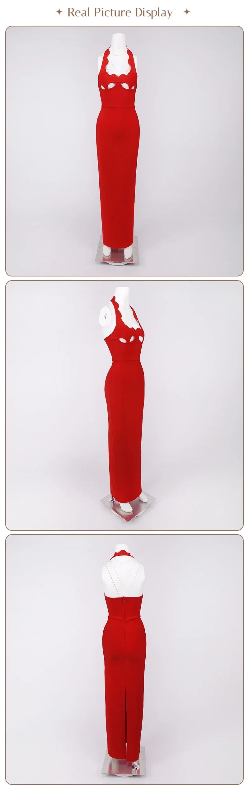 VC Black Halter Elegant Dress For Women 2025 New Summer Evening Party Celebrity Bodycon Long Dress Red Brown Prom Vestido
