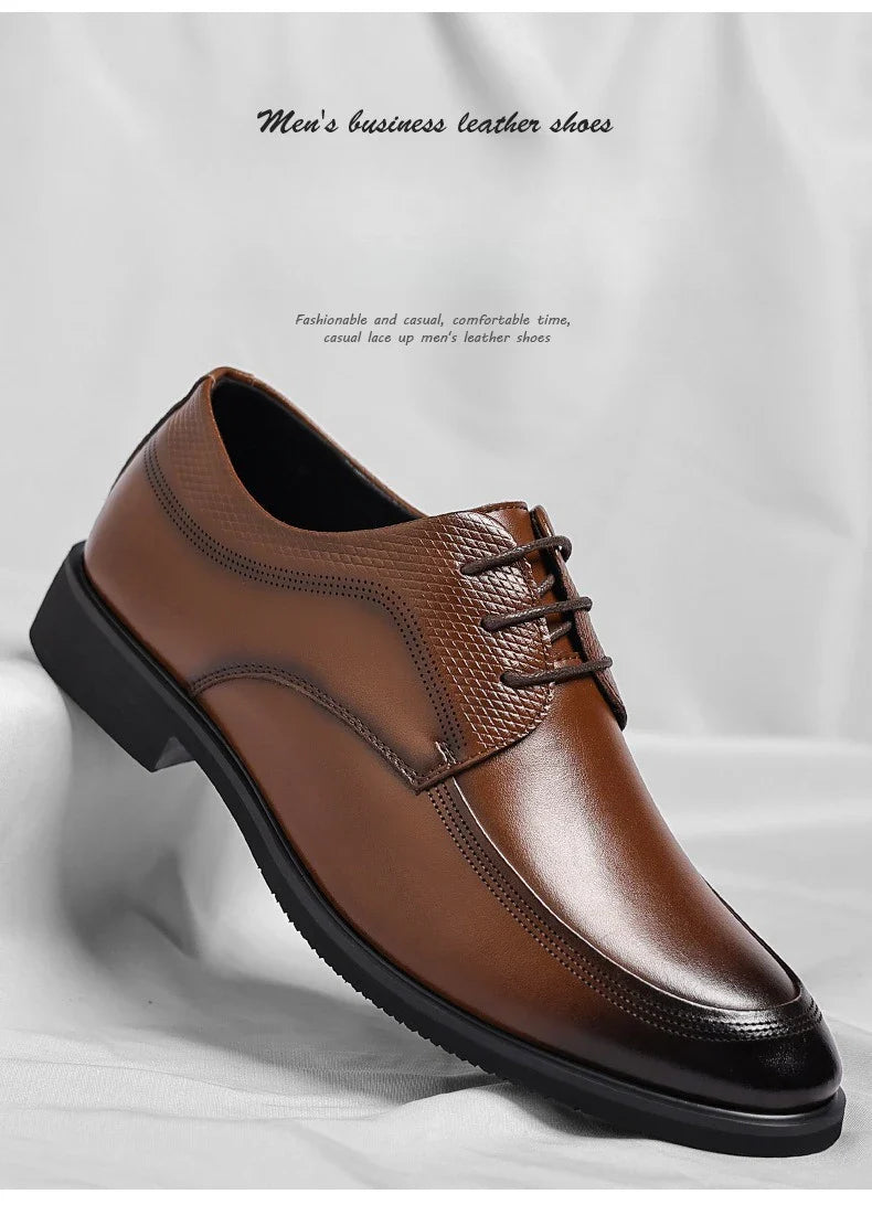 Spring Summer Hallow Dress Shoes for Men Solid Color Fashion Business Casual Shoes Male British Lace Designer Leather Shoe Man