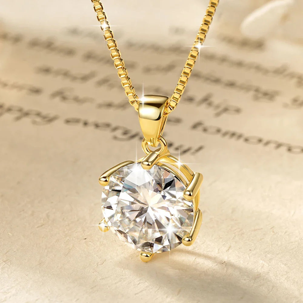 Pass Diamond Test 1.0ct–5ct Moissanite Necklace Sparkling Solitaire Pendant Necklaces for Women Wedding Party Jewelry Gift