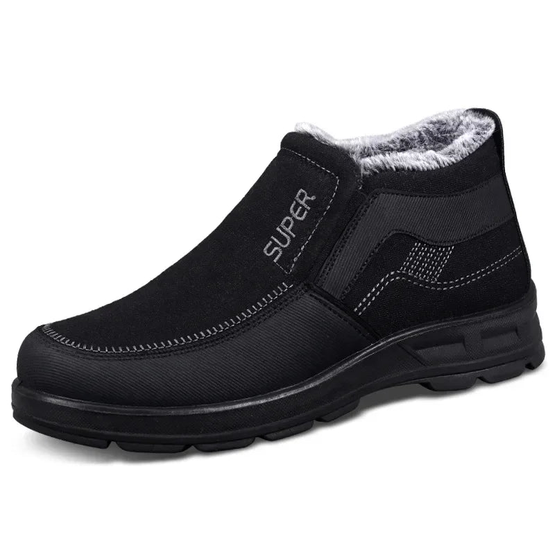 Shoes for Men 2024 Winter Fashion Non-slip Cotton Shoes Men's Thickened Leather Waterproof Casual Snow Boots Zapatillas Hombre