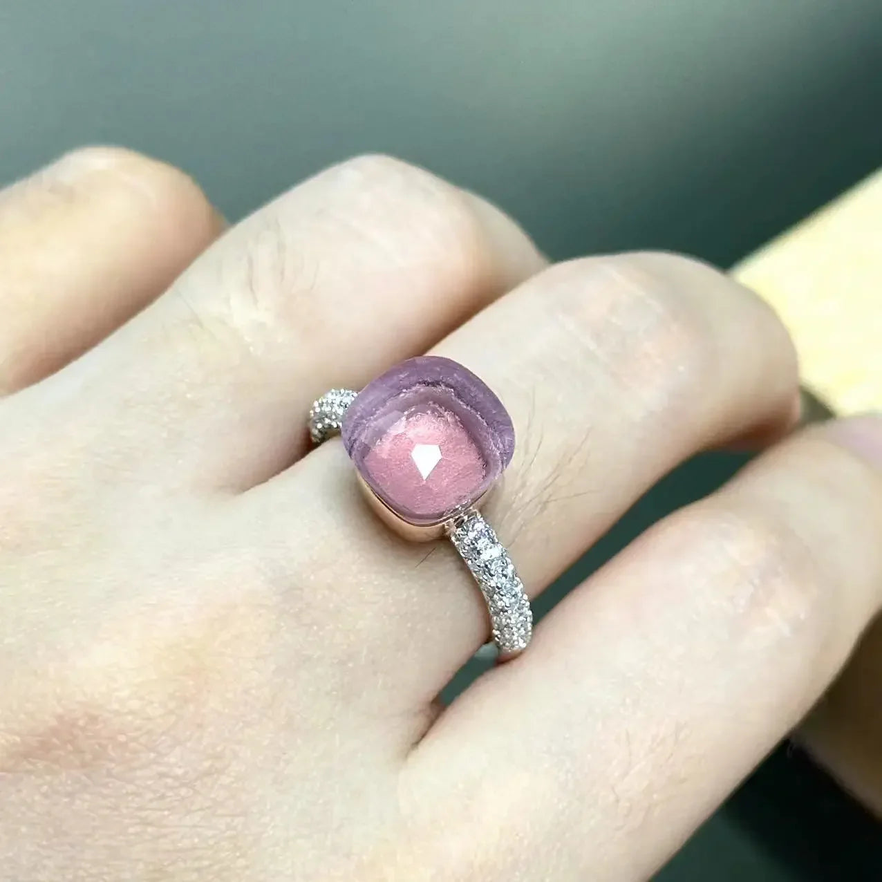 10.6mm S925 Ring Silver Rose Gold Metal 32 Colors Candy Style Zircon Crystal Ring for Women Fine Jewelry Party Gift Trendy Ring