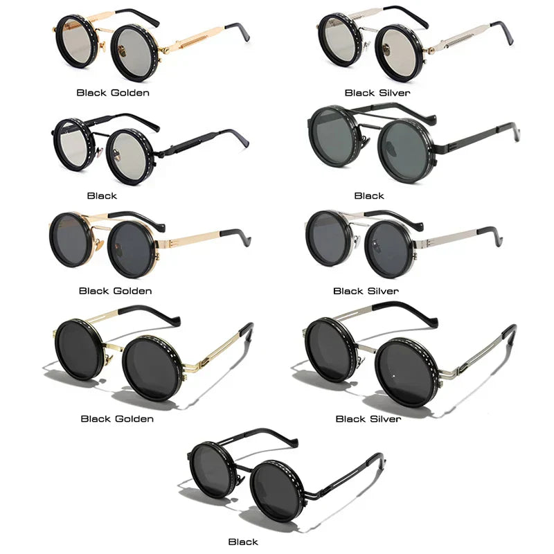 Metal Round Punk ND9-level Adjustable Dimming Sunglasses Women Polarized UV400 Fashion Men Outdoor Sun Glasses