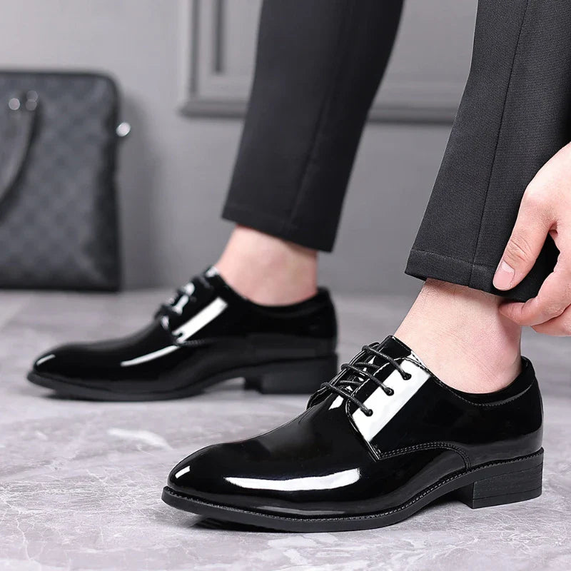 Spring British Style Formal Dress Shoes Black Business Oxfords For Groom Wedding Office Comfortable Big Size Footwear Non Slip