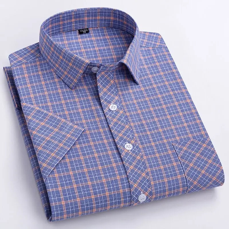 Men's Plaid Short-sleeved Shirt light Breathable