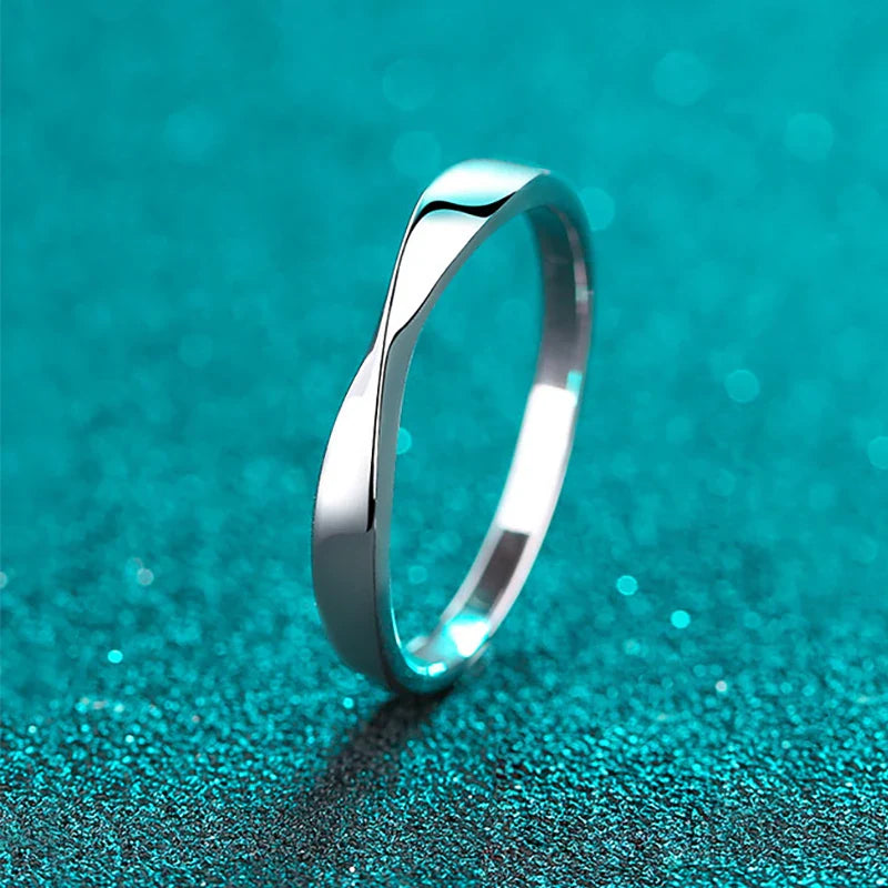 100% 925 Sterling Silver Moissanite Ring for Women Men Couple Ring Valentine's Day Gift White Gold Plated Unisex Band