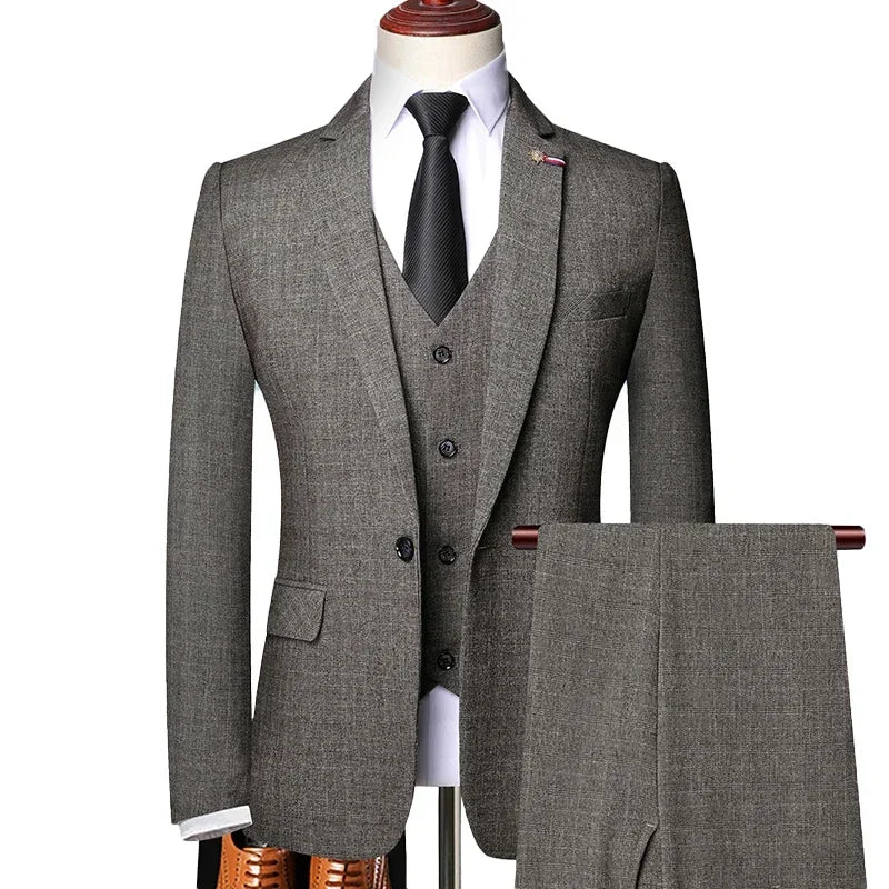 S-6XL Jacket Vest Pants Casual Plaid Retro Business Men's Suit 3Pcs or 2Pcs Set Groom Wedding Dress Blazer Waistcoat Trousers