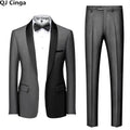 Black Men Color Block Collar Suits