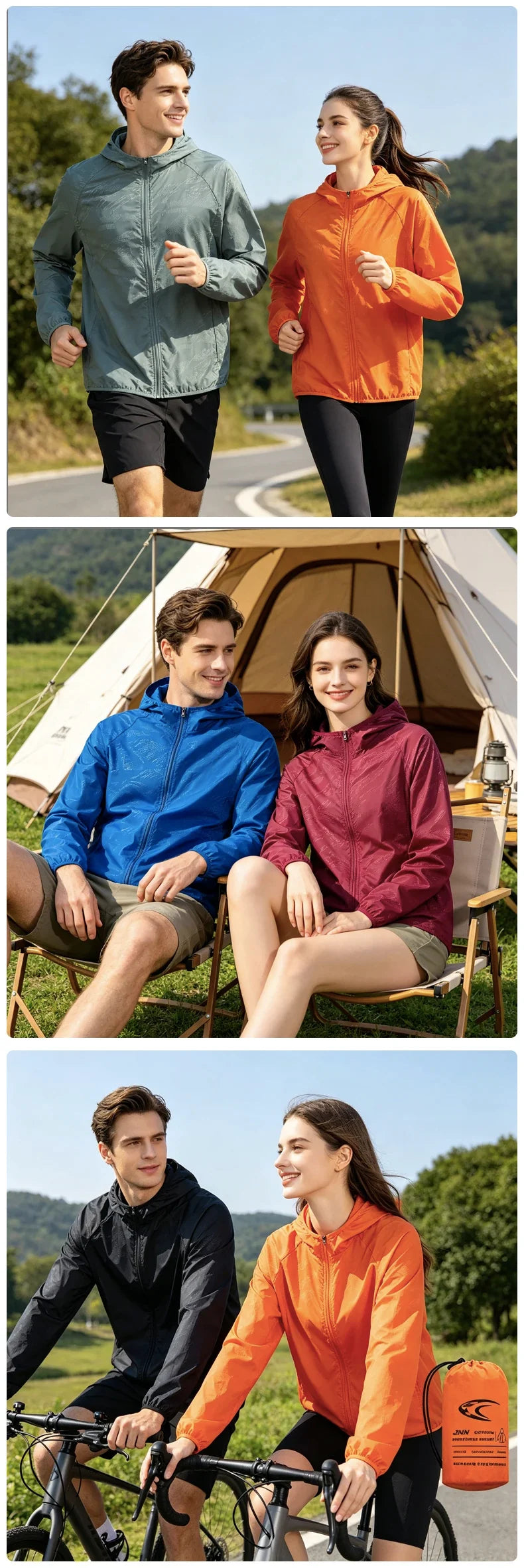 Men's Women's Waterproof Hiking Jackets Quick Dry Sun Protective Windbreaker Unisex Camping Climbing Outdoor Rain Coat