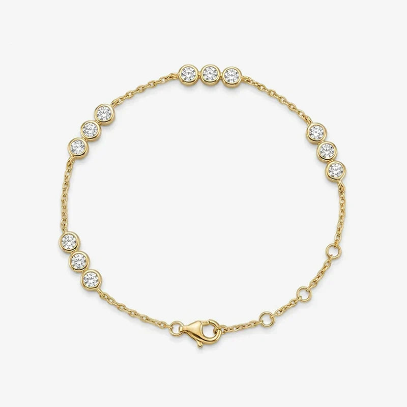 3mm Bubbles Adjustable Real All Moissanite Bracelets for Women Men Classic Lab Diamond Chain S925 Sterling Silver Jewelry