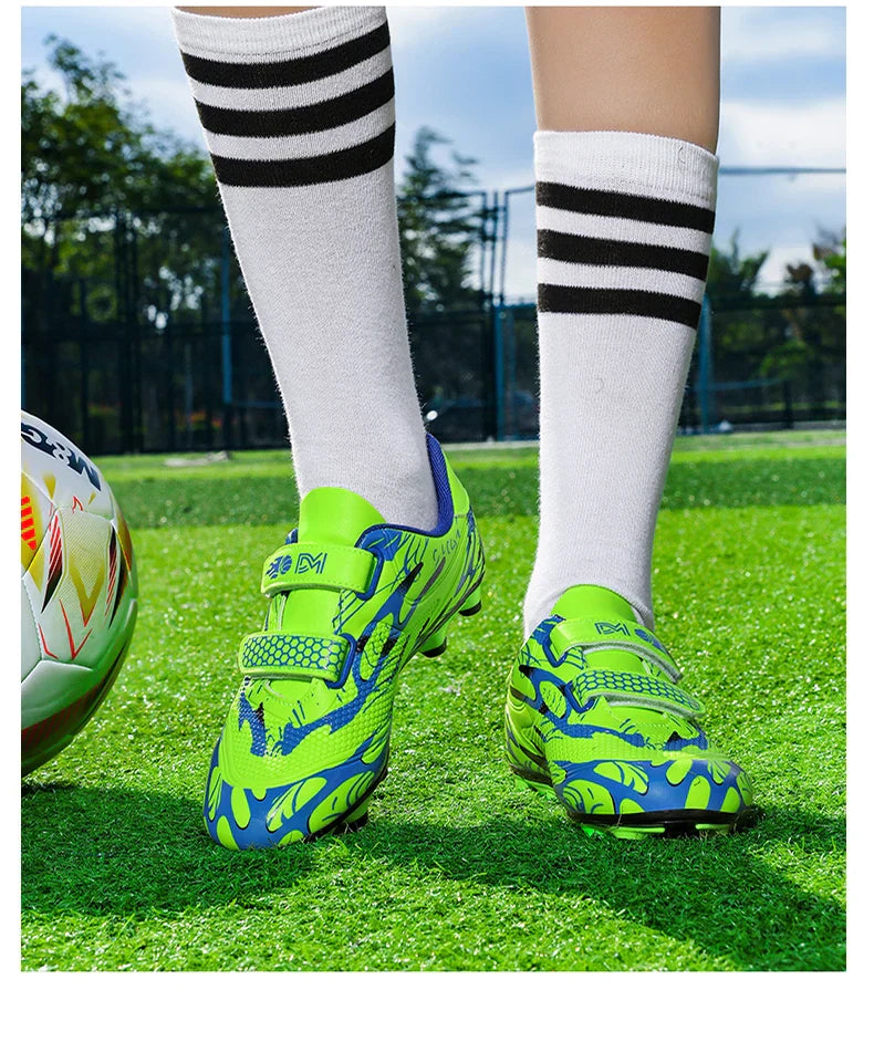 Professional Soccer Shoes Kids Long Spikes FG Football Boots Outdoor Grass Cleats Turf Football Shoes Boys Training Soccer Boots