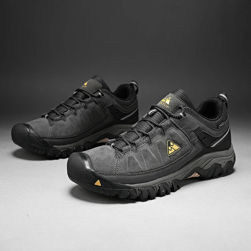 High Quality Men Hiking Shoes Durable Leather Climbing Shoes Outdoor Walking Sneakers Rubber Sole Factory Outlet