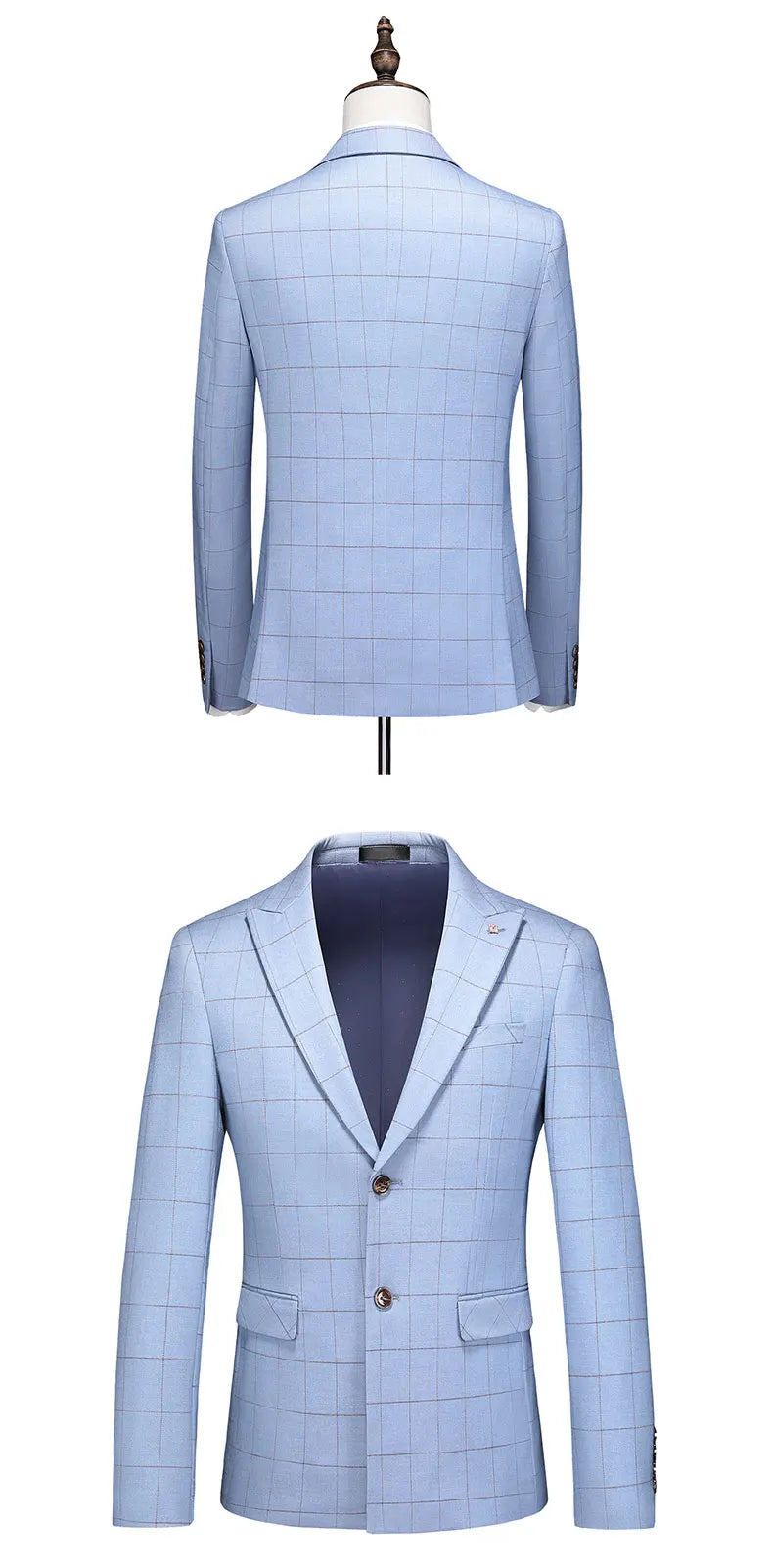 ( Jacket + Vest + Pants ) Fashion Boutique Plaid Mens Casual Business Suit Groom Wedding Dress Formal Slim Plaid Suit
