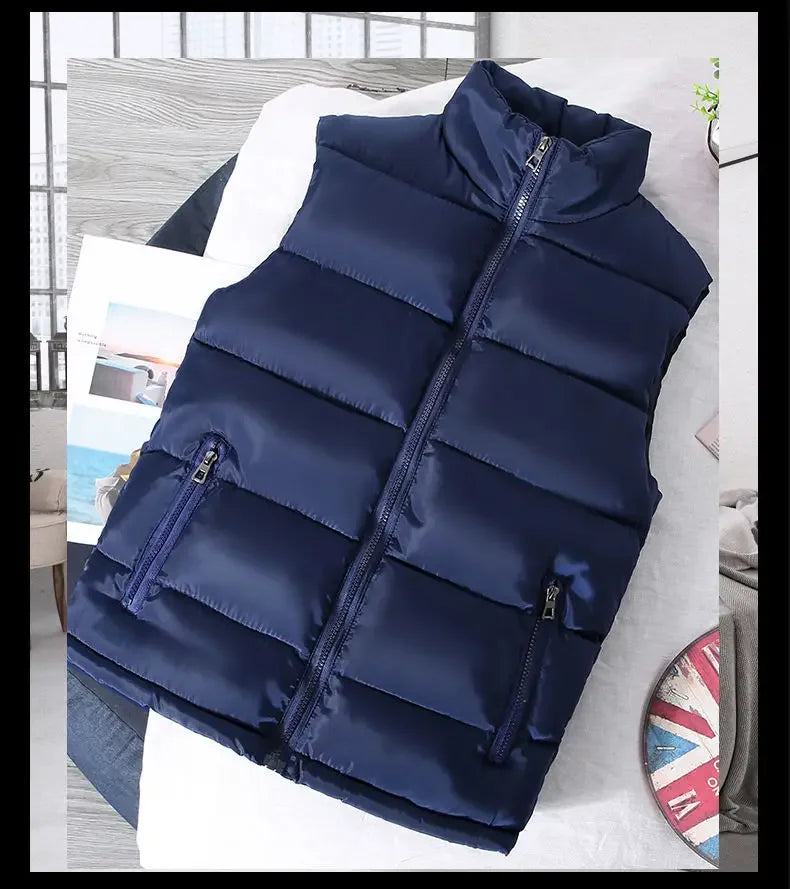 White Vest Jacket Men Slim Fit Stand Collar Sleeveless Puffer Jackets Spring Autumn Casual Waistcoat Men Warm Coat 2024 Trends