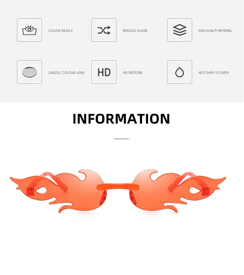 Flame Sunglasses Rimless Personality Colorful Ball Party Sunglasses Candy Hip-hop Fruit One-piece Glasses