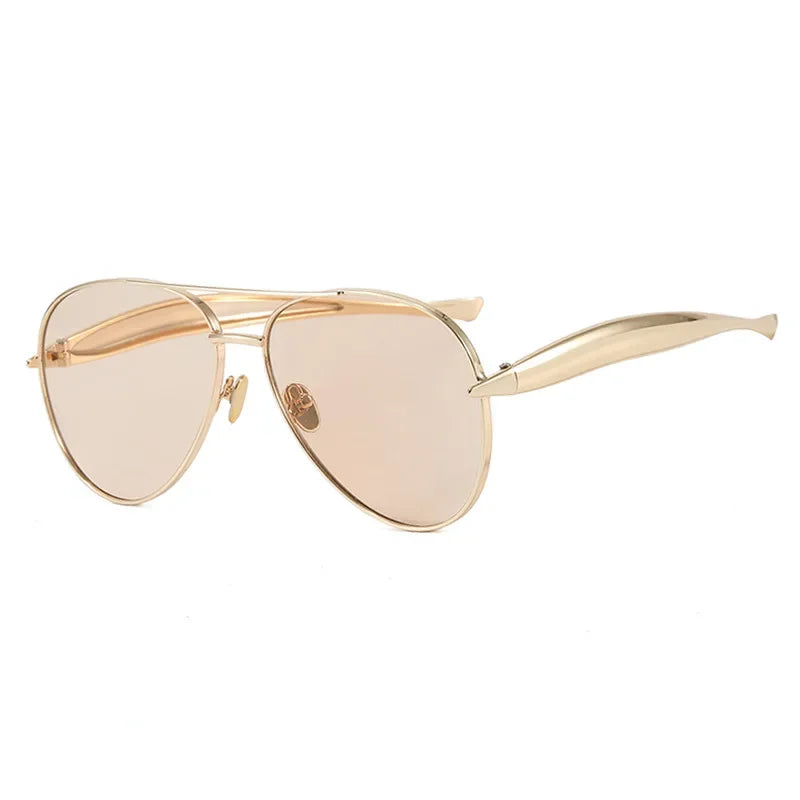 New y2k Vintage Metal Pilot Sunglasses Women For Men Sun Glasses Punk Popular Outdoor Driving Luxury Brand Designer Shades UV400