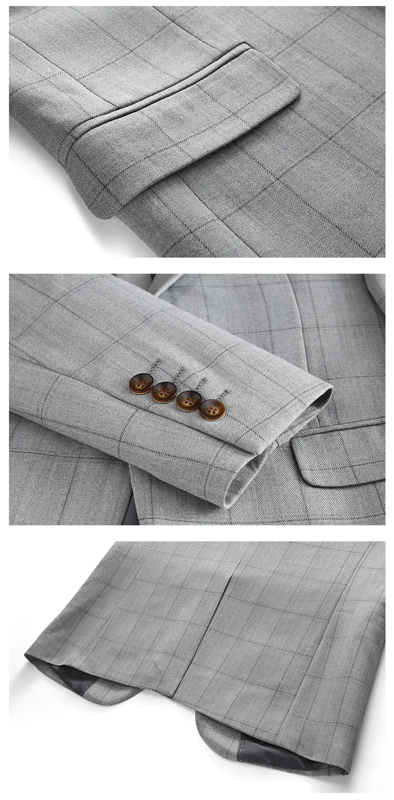 ( Jacket + Vest + Pants ) Fashion Boutique Plaid Mens Casual Business Suit Groom Wedding Dress Formal Slim Plaid Suit