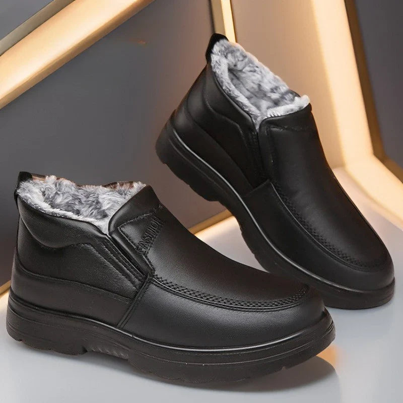 Winter Mens Cotton Shoes Plush Warm Snow Boots Casual Leather Ankle Boots for Men Non-slip Platform Boot Big Size48 Botas Hombre