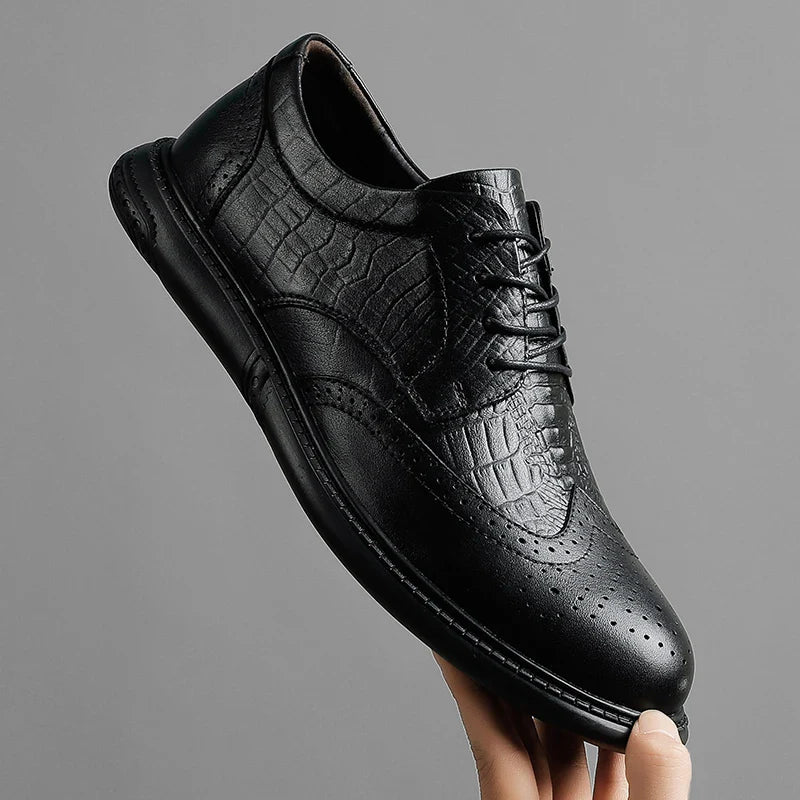 Big Size Mens Formal Genuine Leather Dress Shoes British Stylish Business Dress Men Flats High Quality Brogues Oxford Shoes Men