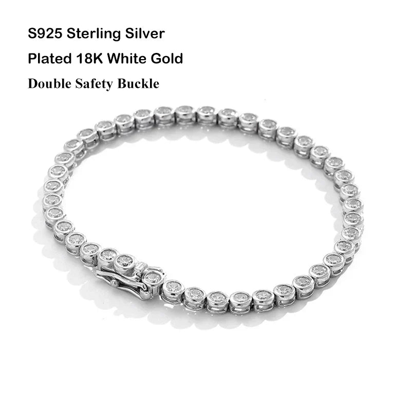 Luxury Bubble 2/3mm D Color Full Moissanite Tennis Necklace for Women S925 Silver Plated 18K Diamond Neck Chain Necklaces