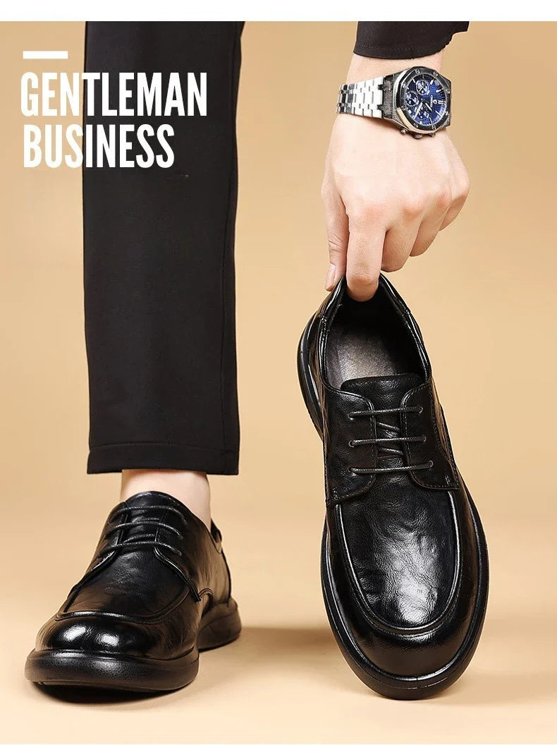 Spring Autumn New Business Casual Shoes for Men Solid Color Fashion Wedding Shoes Male Soft Sole Lace Designer Loafers Man