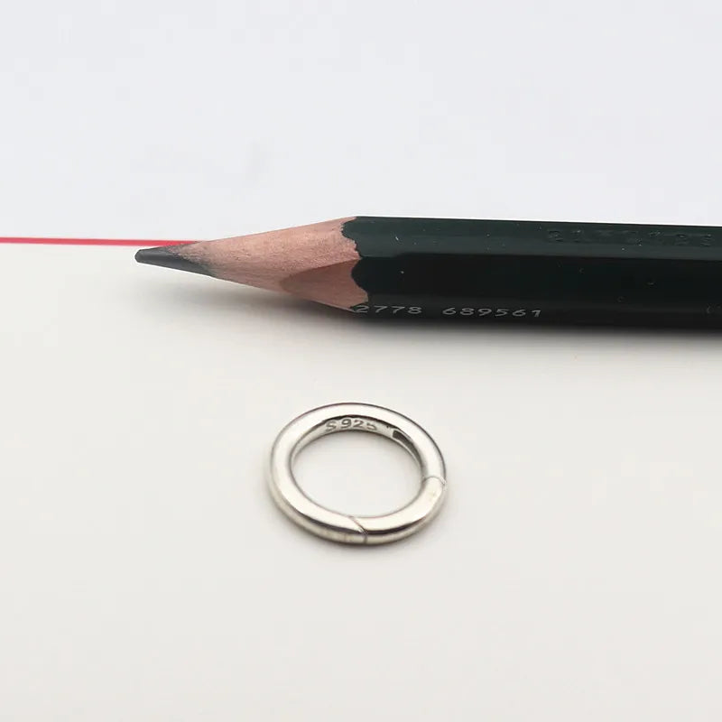 Solid 925 Sterling Silver Spring Ring Round Snap Clip Hooks DIY  Split Rings Small Clamp Clasp for Jewelry Making