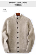 100% Pure Cashmere Sweater for Men's Cardigan Half Turtleneck Knitted Jacket for Winter High-End Business Thickened Sweater