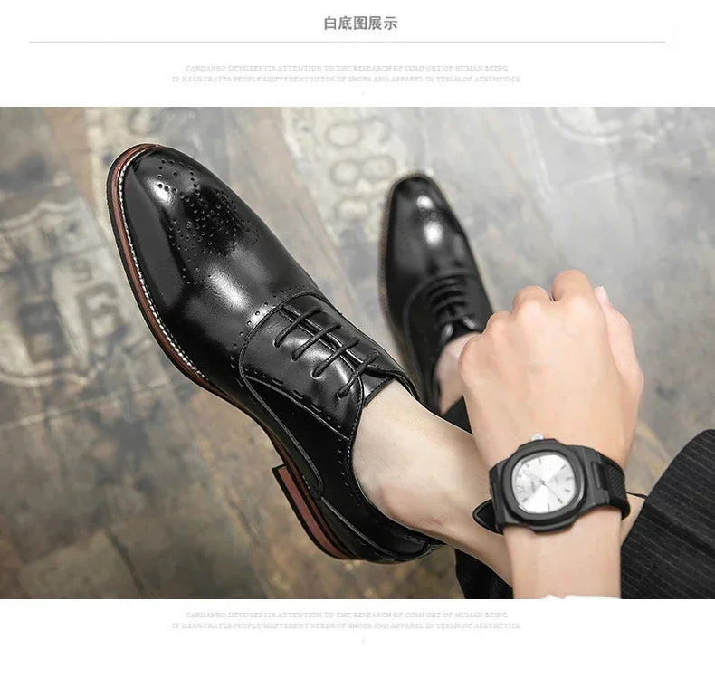 High Quality Leather Business Formal Shoes 2026 Classic Italian Casual Dress Shoes Men Elegant Office Formal Oxford Shoes