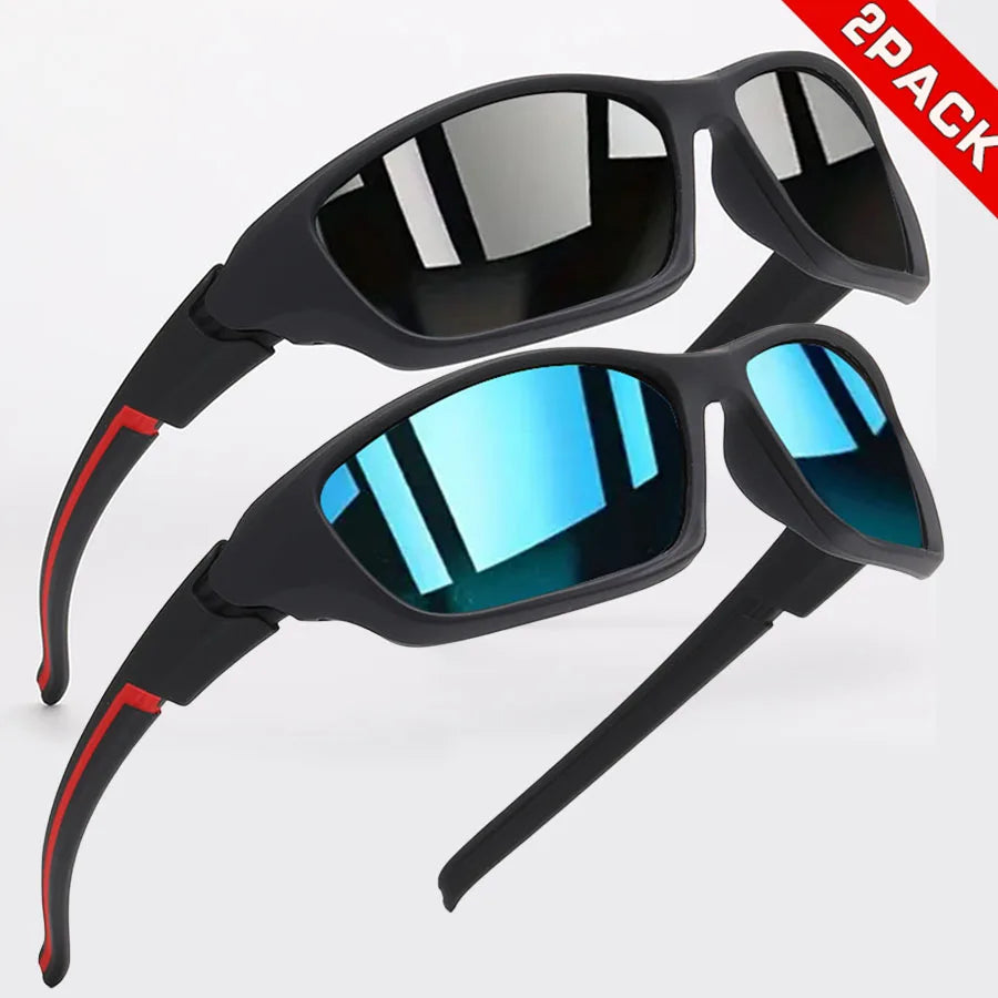 2PCS Colorful Sports Sunglasses - Wraparound Design, UV400 Unisex Comfort Fit for Cycling, Hiking & Outdoor