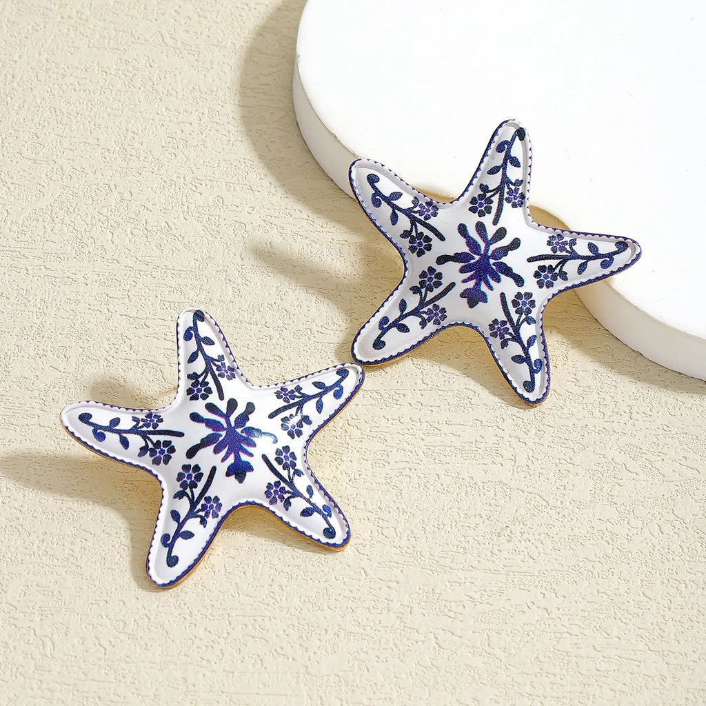 1 Pair Geometric Temperament Casual Starfish Stud Earrings Summer Simple Beach Vacation Style Earrings Ocean Jewelry Gift