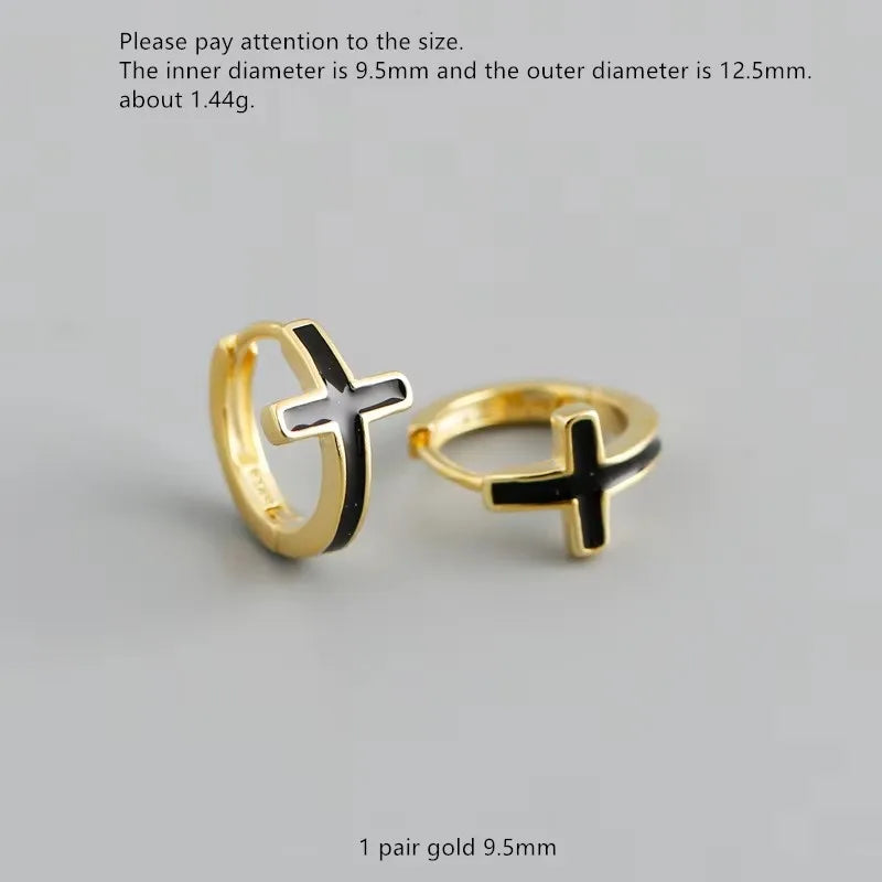 925 Sterling Silver Earring Colorful Dripping Oil Material Ear Ring Ear Buckle Rhombus Shape Trend Wild Girl Women Boy Ear Jewel