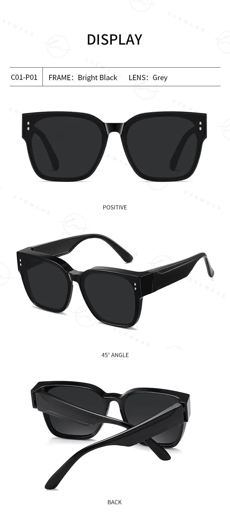 Oversized Frame Cover Optical Glasses Trend Fit Over Sunglasses For Men Women Polarized TR-90 Anti-Glare UV400 Eyewear