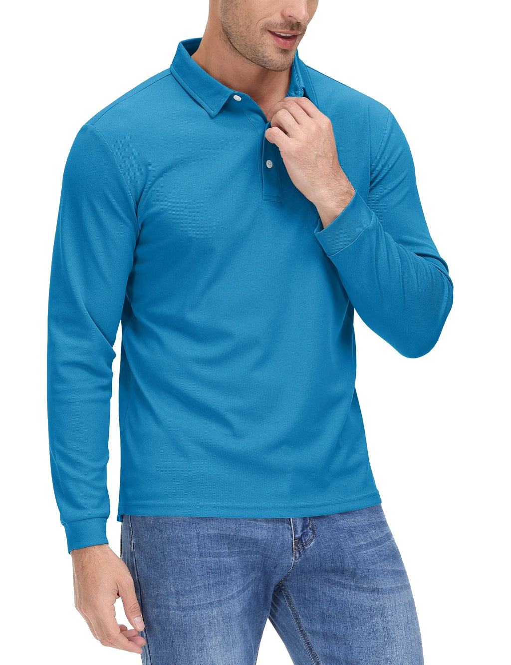 Men Sports Polo Shirts Quick Dry Golf T-shirts Breathable Work Shirts Casual Office Shirts Lightweight Top Long Sleeve