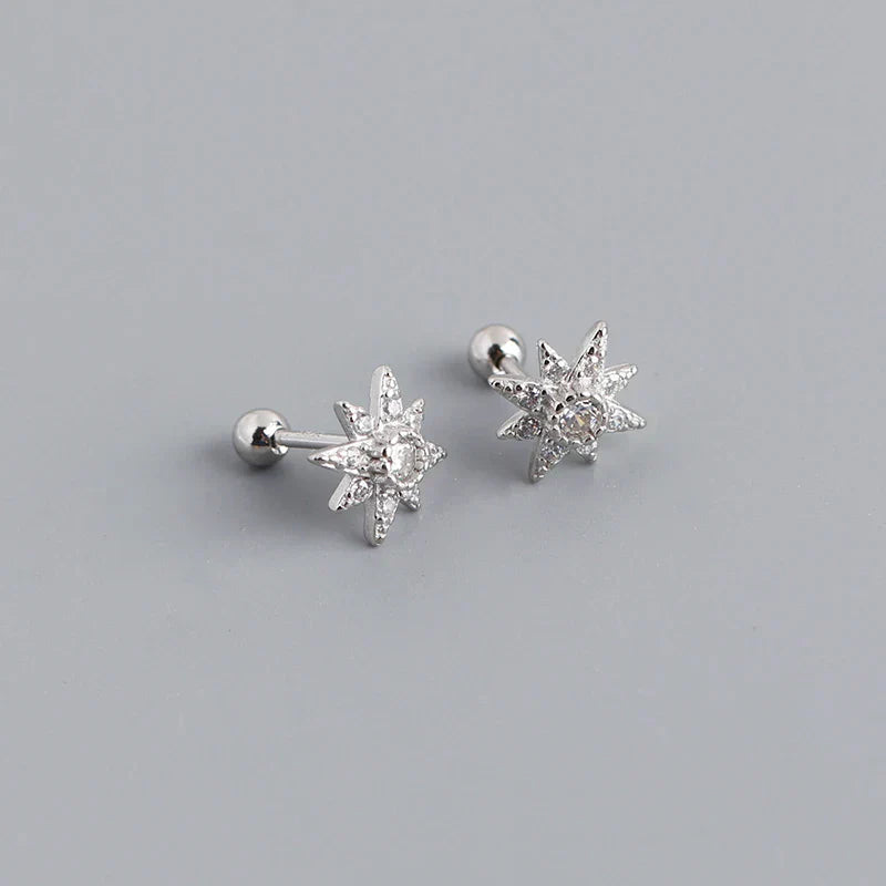 925 Sterling Silver Fashion Korean Petal Screw Bead Stud Earrings for Women Charm Ear Bone Piercing Jewelry Accessories