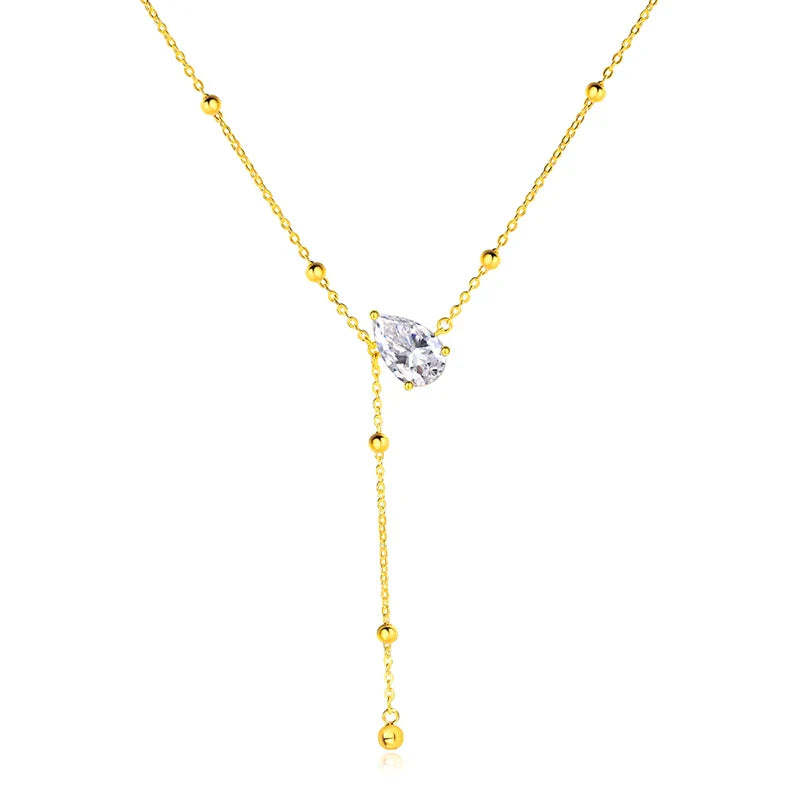 1CT 3CT Water Drop Moissanite Necklace Women's Pendant Adjustable Chain Lab Diamond Pure 925 Silver Jewelry Girls Gift